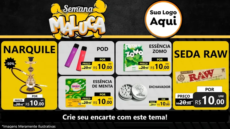 Modelo de TV para TV Horizontal com o tema Semana Maluca para Tabacaria