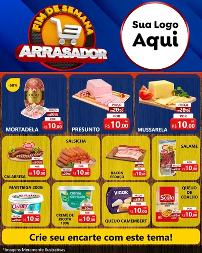Modelo de Rede Social para Feed Instagram com o tema Fim De Semana Arrasador para Frios e Laticínios