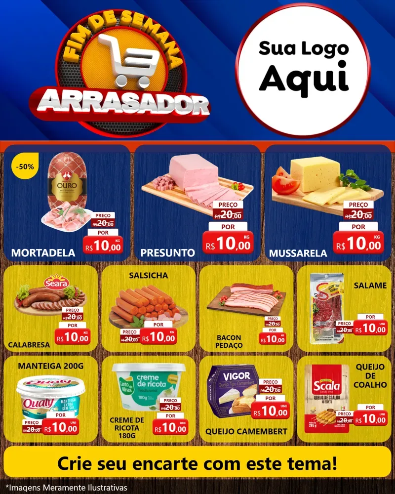 Modelo de Rede Social para Feed Instagram com o tema Fim De Semana Arrasador para Frios e Laticínios