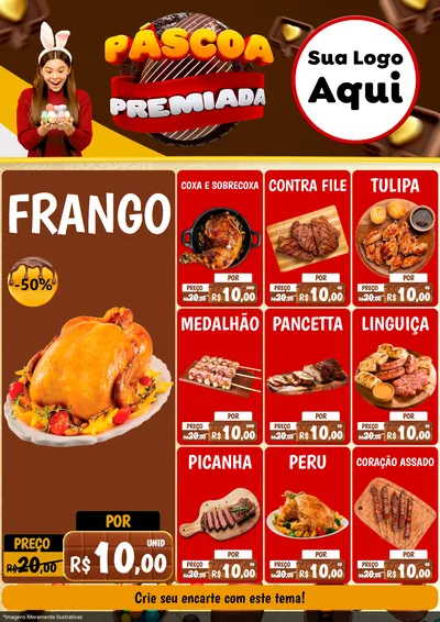 Modelo de Encarte para Encarte A4 Vertical com o tema Páscoa Premiada para Assados