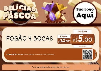 Modelo de Cartaz para Cartaz A4 Horizontal com o tema Delícias de Páscoa para Móveis e Eletro