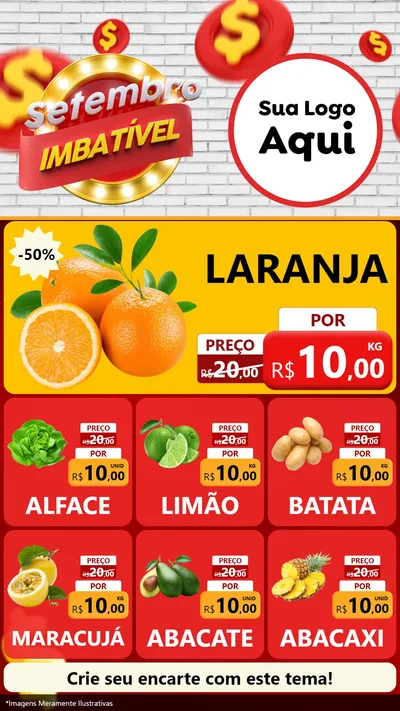 Modelo de Rede Social para Stories com o tema Setembro Imbatível para Hortifrúti