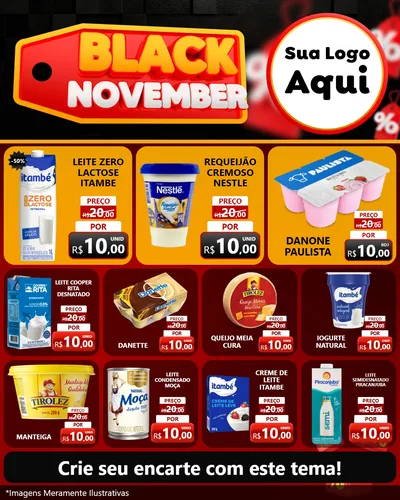 Modelo de Rede Social para Feed Instagram com o tema Black November para Frios e Laticínios