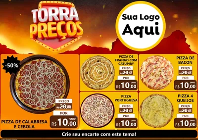 Modelo de Encarte para Encarte A4 Horizontal com o tema Torra Preços para Pizzaria