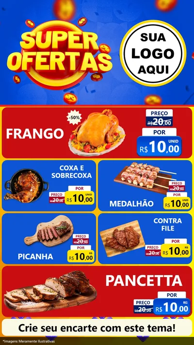 Modelo de TV para TV Vertical com o tema Super Ofertas para Assados