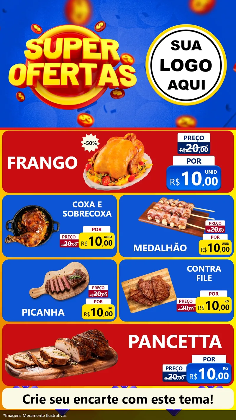 Modelo de TV para TV Vertical com o tema Super Ofertas para Assados