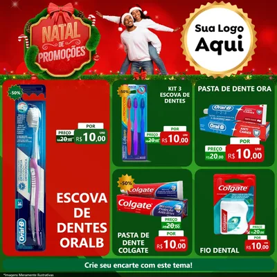 Modelo de Rede Social para Feed Facebook com o tema Natal de Promoções para Higiene Pessoal