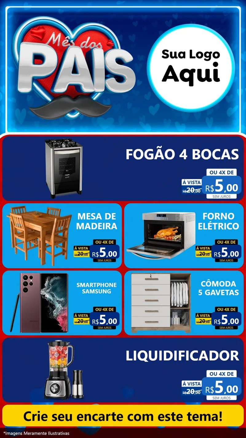Modelo de TV para TV Vertical com o tema Mês Dos Pais para Móveis e Eletro