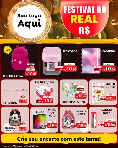 Modelo de Rede Social para Feed Instagram com o tema Festival do Real para Papelaria
