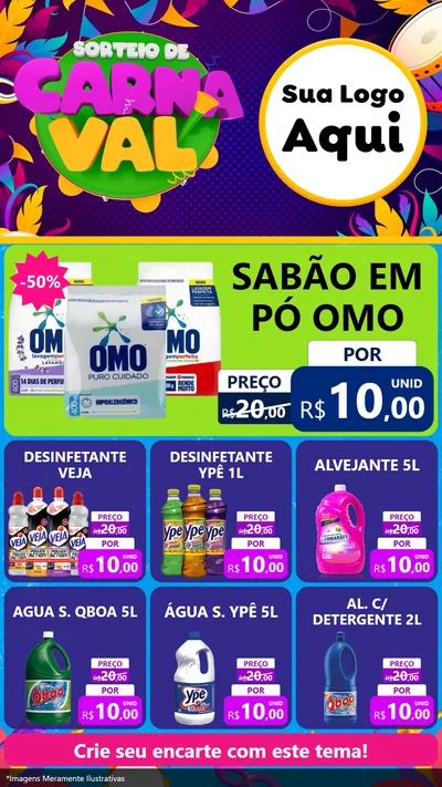 Modelo de Rede Social para Stories com o tema Sorteio de Carnaval para Produtos de Limpeza