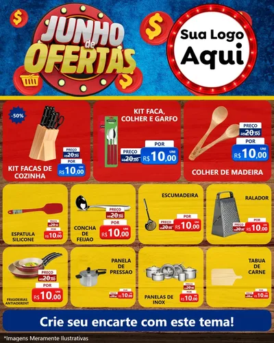 Modelo de Rede Social para Feed Instagram com o tema Junho de Ofertas para Utilidades Domésticas