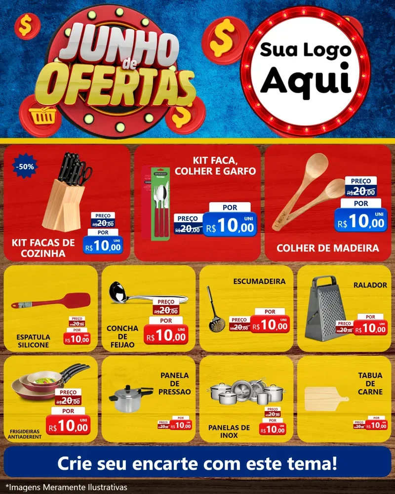 Modelo de Rede Social para Feed Instagram com o tema Junho de Ofertas para Utilidades Domésticas