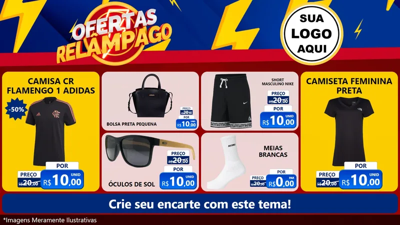 Modelo de TV para TV Horizontal com o tema Ofertas Relâmpago para Roupas e acessórios