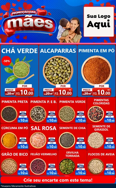 Modelo de Encarte para Encarte Grande com o tema Promoção das Mães para Produtos Naturais