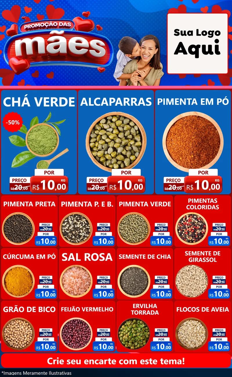 Modelo de Encarte para Encarte Grande com o tema Promoção das Mães para Produtos Naturais