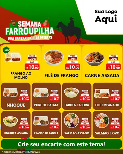 Modelo de Rede Social para Feed Instagram com o tema Semana Farroupilha - Uma Barbaridade de Ofertas para Restaurante