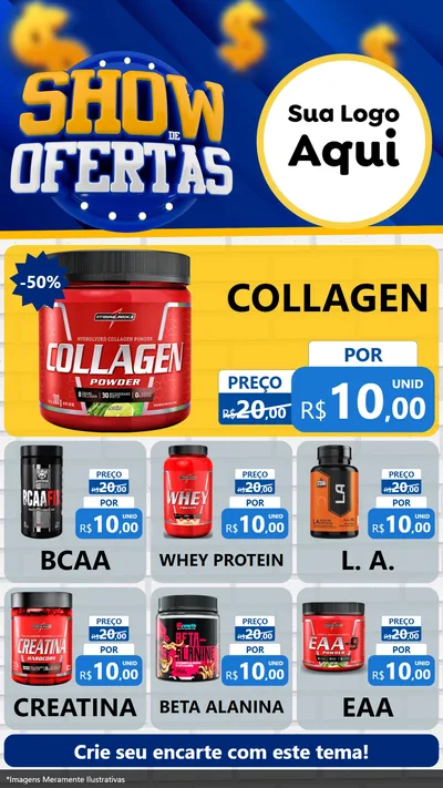 Modelo de Rede Social para Stories com o tema Show de Ofertas para Suplementos alimentares