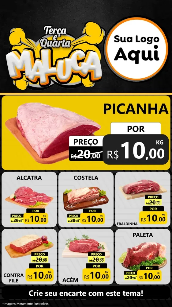 Modelo de Rede Social para Stories com o tema Terça e Quarta Maluca para Açougue