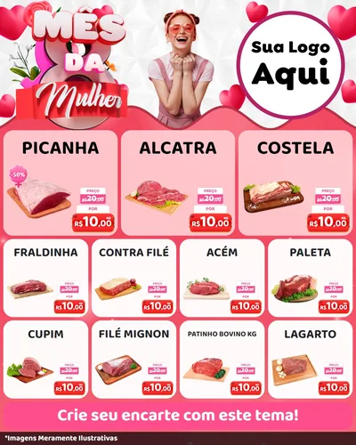Modelo de Rede Social para Feed Instagram com o tema Mês da Mulher para Açougue