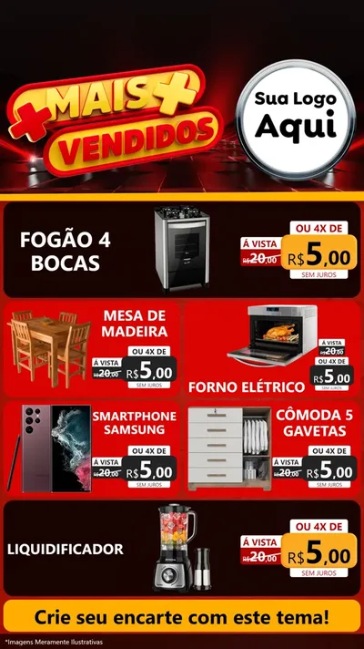 Modelo de TV para TV Vertical com o tema Mais Vendidos para Móveis e Eletro