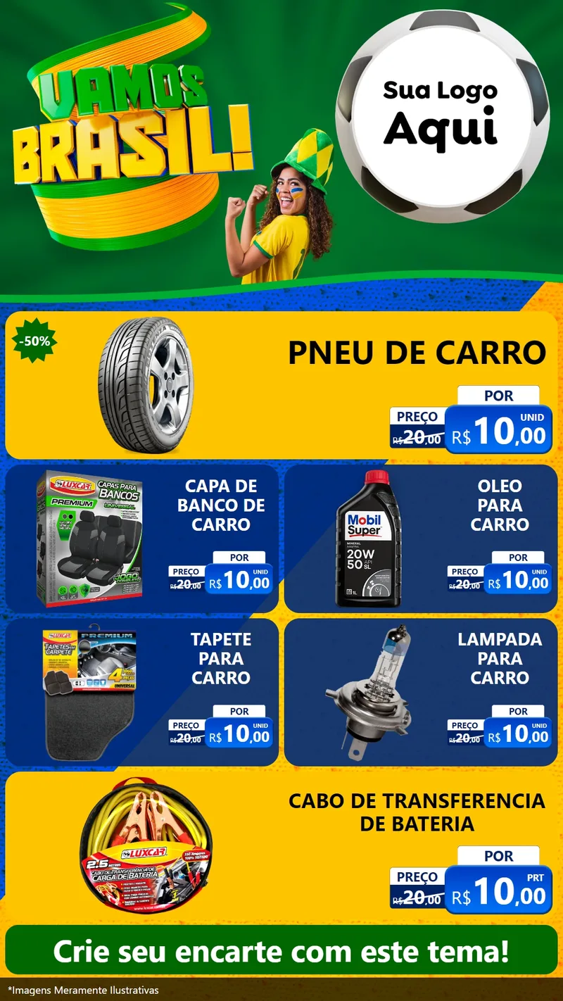 Modelo de TV para TV Vertical com o tema Vamos Brasil - Copa para Auto peças