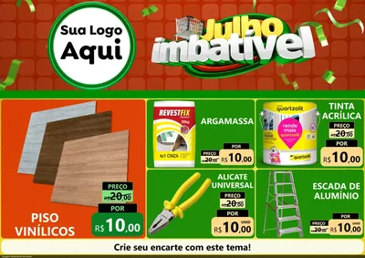 Modelo de Encarte para Encarte A4 Horizontal com o tema Julho Imbatível para Material para Construção