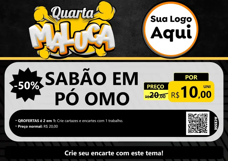 Modelo de Cartaz para Cartaz A4 Horizontal com o tema Quarta Maluca para Produtos de Limpeza