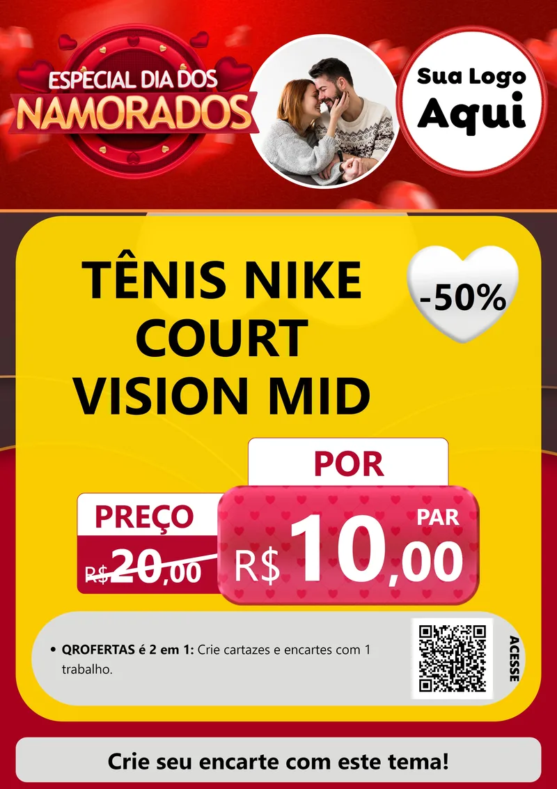 Modelo de Cartaz para Cartaz A4 Vertical com o tema Especial Dia Dos Namorados para Calçados