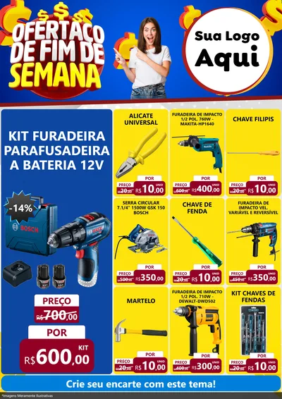 Modelo de Encarte para Encarte A4 Vertical com o tema Ofertaço de Fim de Semana para Maquinas e Ferramentas