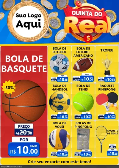 Modelo de Encarte para Encarte A4 Vertical com o tema Quinta do Real para Artigos Esportivos