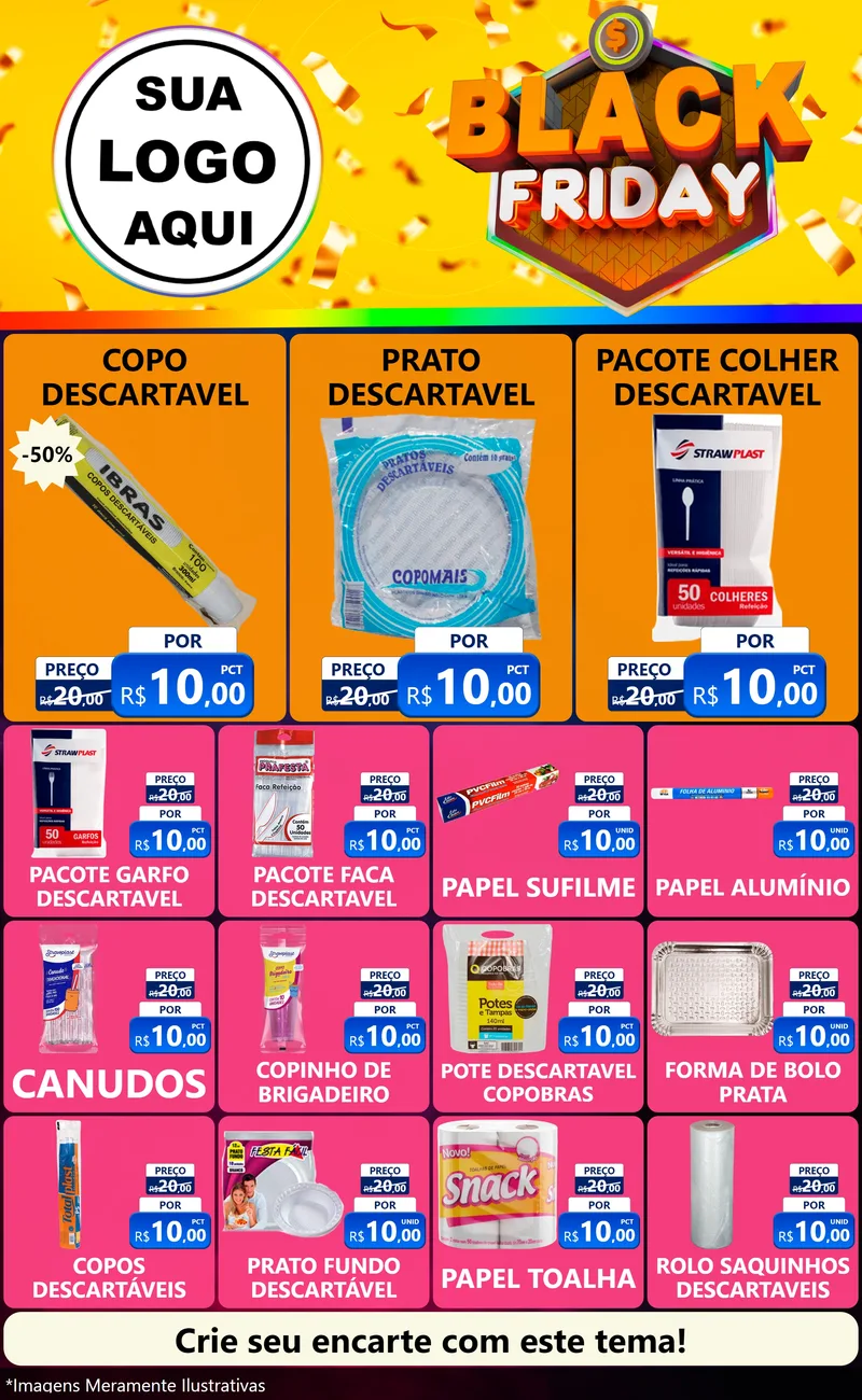 Modelo de Encarte para Encarte Grande com o tema Black Friday para Embalagens