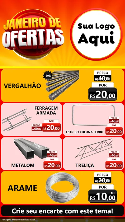 Modelo de TV para TV Vertical com o tema Janeiro de Ofertas para Ferragens