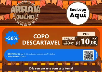 Modelo de Cartaz para Cartaz A4 Horizontal com o tema Arraiá de Julho - Junina para Embalagens