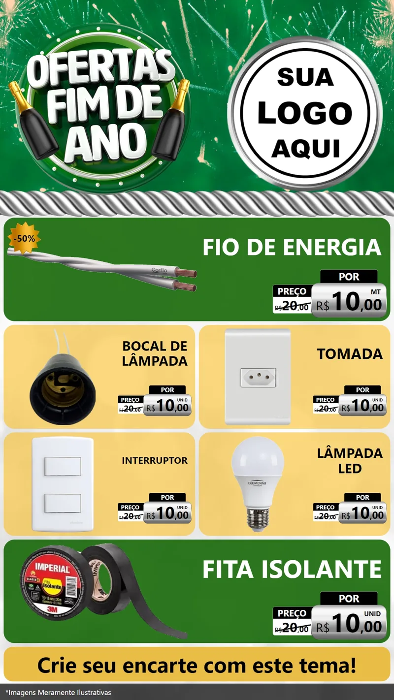Modelo de TV para TV Vertical com o tema Ofertas Fim de Ano para Materiais Elétricos
