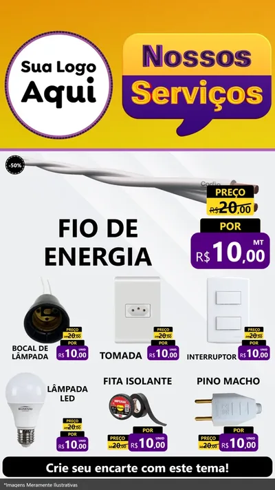 Modelo de Rede Social para Stories com o tema Nossos Serviços para Materiais Elétricos