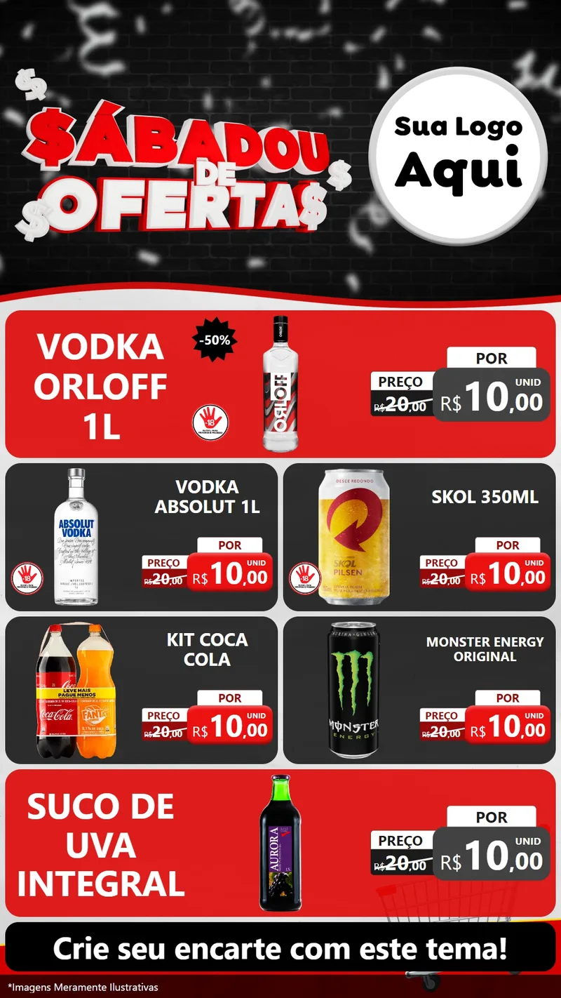Modelo de TV para TV Vertical com o tema Sabadou de Ofertas para Distribuidora de bebidas