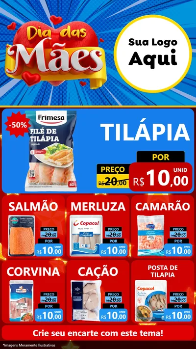 Modelo de Rede Social para Stories com o tema Dia das Mães para Peixaria