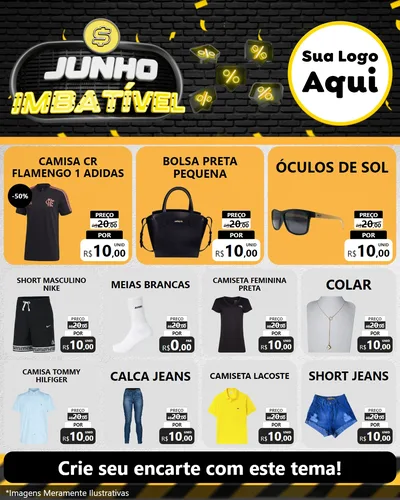 Modelo de Rede Social para Feed Instagram com o tema Junho Imbatível para Roupas e acessórios