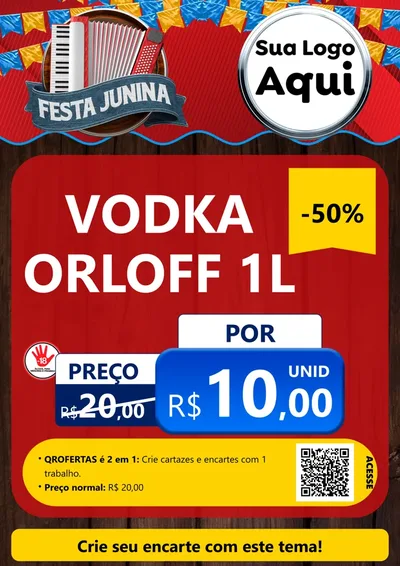 Modelo de Cartaz para Cartaz A4 Vertical com o tema Festa Junina para Distribuidora de bebidas