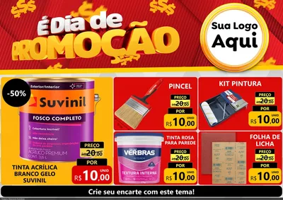 Modelo de Encarte para Encarte A4 Horizontal com o tema É Dia De Promoção para Tintas e Ferramentas
