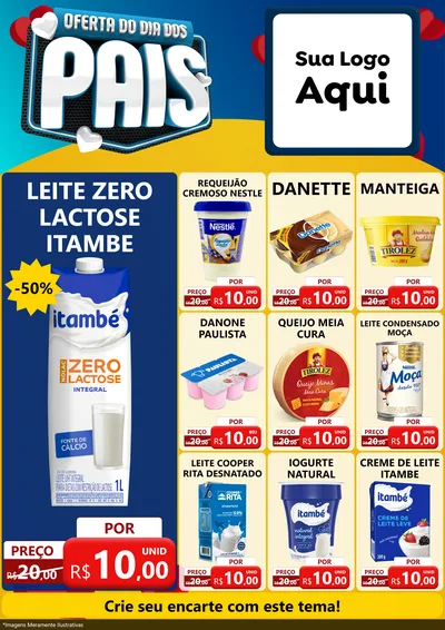 Modelo de Encarte para Encarte A4 Vertical com o tema Oferta Do Dia Dos Pais para Frios e Laticínios