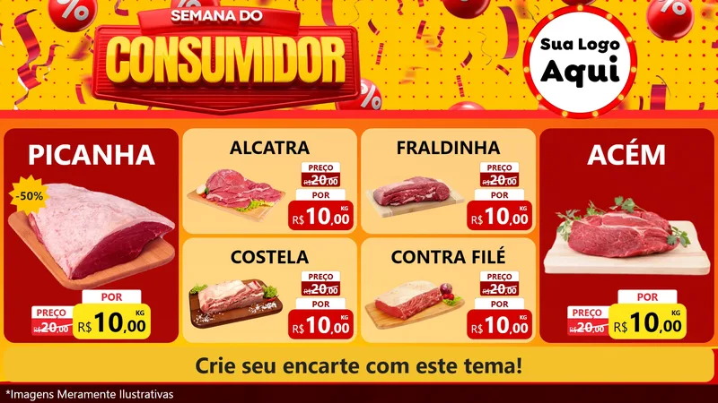 Modelo de TV para TV Horizontal com o tema Semana do Consumidor para Açougue