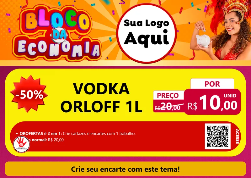 Modelo de Cartaz para Cartaz A4 Horizontal com o tema Bloco da Economia para Distribuidora de bebidas