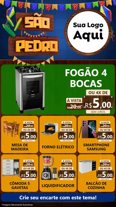 Modelo de Rede Social para Stories com o tema São Pedro para Móveis e Eletro
