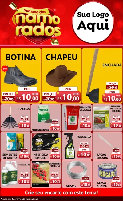 Modelo de Encarte para Encarte Grande com o tema Semana dos namorados para Agropecuária