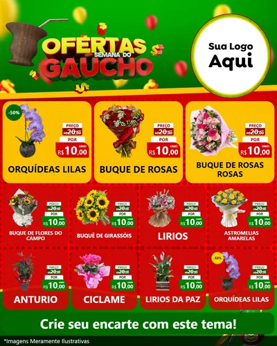Modelo de Rede Social para Feed Instagram com o tema Ofertas Semana Do Gaúcho para Floricultura e jardim