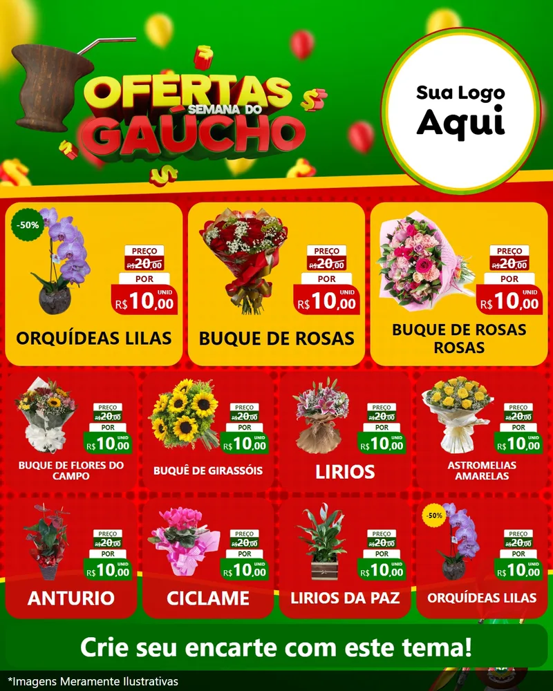 Modelo de Rede Social para Feed Instagram com o tema Ofertas Semana Do Gaúcho para Floricultura e jardim