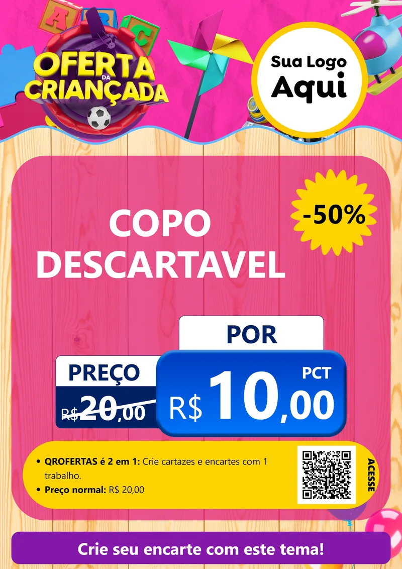 Modelo de Cartaz para Cartaz A4 Vertical com o tema Oferta da Criançada para Embalagens