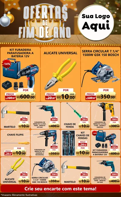 Modelo de Encarte para Encarte Grande com o tema Ofertas de Fim de Ano para Maquinas e Ferramentas