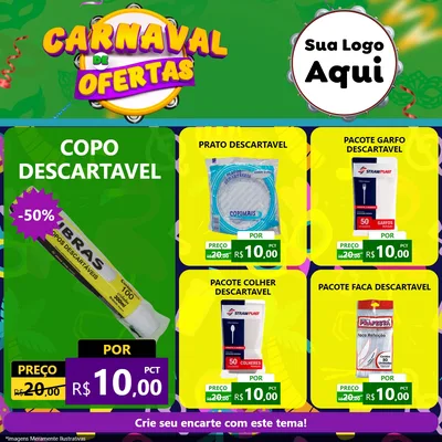Modelo de Rede Social para Feed Facebook com o tema Carnaval de Ofertas para Embalagens